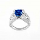 5,41 ct. sapphire, diamond & 18K white gold ring