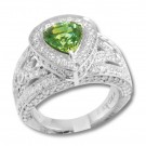 Fine 4.04 ct. demantoid garnet, diamond & 18K ring