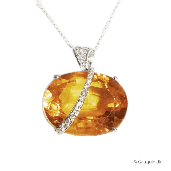 28,67 ct. Golden Citrine og diamant vedhæng